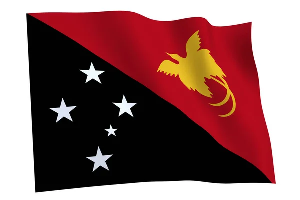 Bandeira Papua Nova Guiné Renderização Bandeira Papua Nova Guiné Acenando — Fotografia de Stock