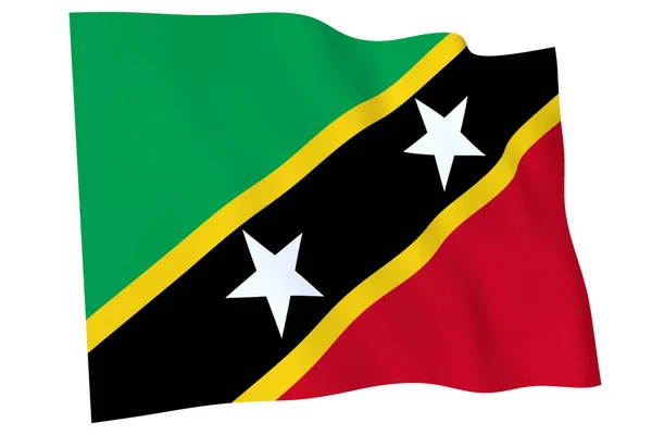 Saint Kitts Nevis Flag Render Прапор Сент Кіттс Невіс Махають — стокове фото