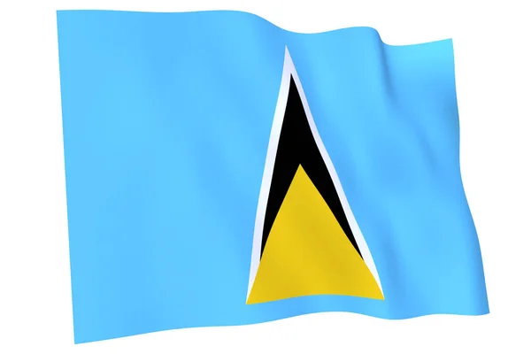 Aziz Lucia Bayrağı Boyutlu Saint Lucia Bayrağı Rüzgarda Sallanıyor Beyaz Telifsiz Stok Fotoğraflar