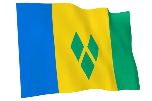 Saint Vincent Flag Render Flag Saint Vincent Waving Wind Isolated — Stock Photo, Image