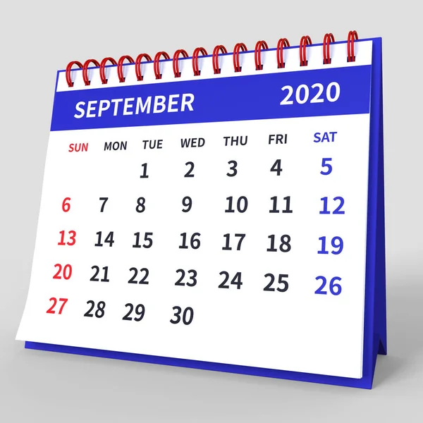 Calendario Tavolo Piedi Settembre 2020 Calendario Mensile Aziendale Con Rilegato — Foto Stock