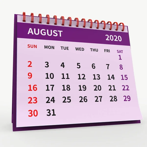 Business Calendario Mensile Con Spirale Rossa Rilegato Settimana Inizia Domenica — Foto Stock