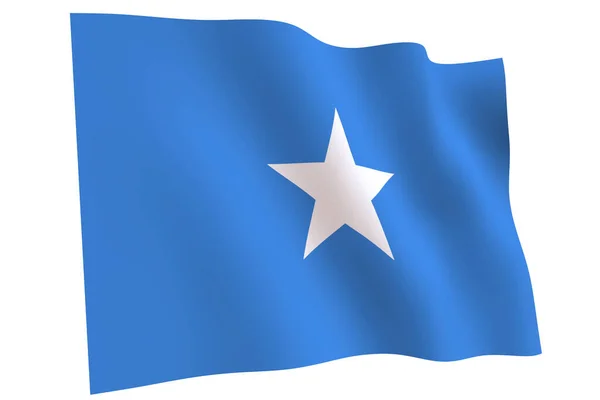 Somalische Vlag Weergave Vlag Van Somalië Wapperend Wind Geïsoleerd Witte — Stockfoto