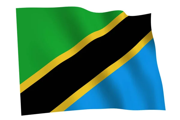 Tanzania Flag Render Flag Tanzania Waving Wind Isolated White Background — Stock Photo, Image