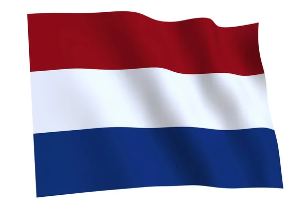 Netherlands Flag Render Flag Netherlands Waving Wind Isolated White Background — Stock Photo, Image