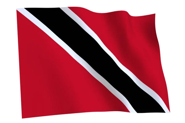 Флаг Тринидада Тобаго Рендеринг Флаг Тринидада Тобаго Машущий Ветром Изолированный — стоковое фото