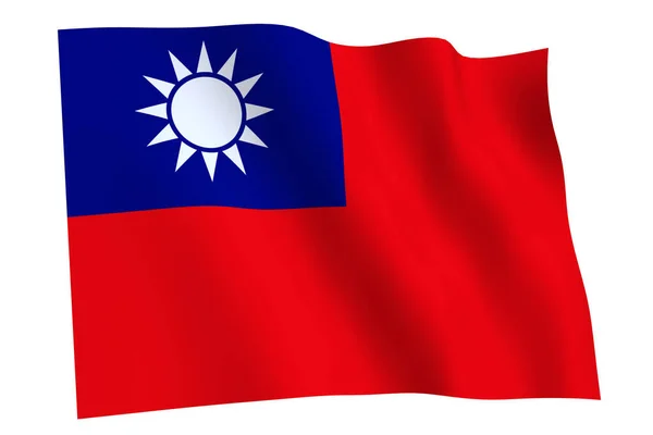 Σημαία Ταϊβάν Render Σημαία Της Ταϊβάν Κυματίζει Στον Άνεμο Απομονωμένη — Φωτογραφία Αρχείου