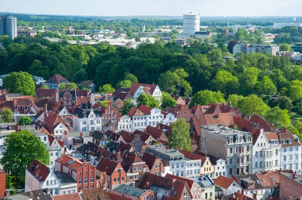 德国吕贝克市的鸟瞰图 — 图库照片
