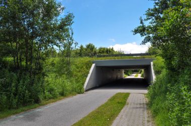 Aalborg Danimarka'da bir yol üzerinde köprü 