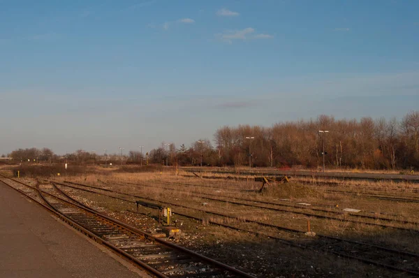 Vasúti pályák Roedby, Dánia — Stock Fotó
