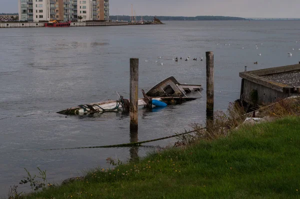 Barco hundido en Vordingborg Dinamarca — Foto de Stock