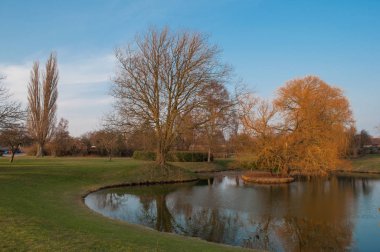 Bir su birikintisi Vordingborg Danimarka'da bir parkta