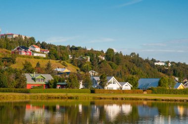 Binalar şehrin Akureyri, İzlanda