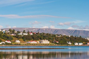 Manzarası kasaba Akureyri, İzlanda