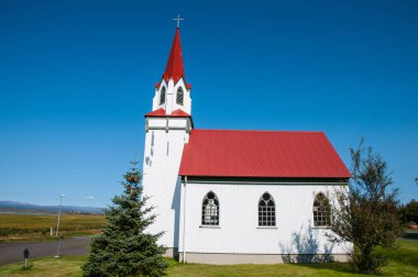 Borgarfjordur İzlanda'daki Hvanneyri Kilisesi