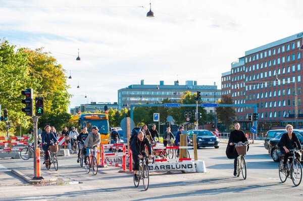 Cyclists on a Crossroad in Copenhagen