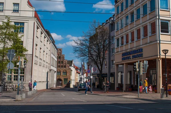 Rua da cidade de Rostock — Fotografia de Stock