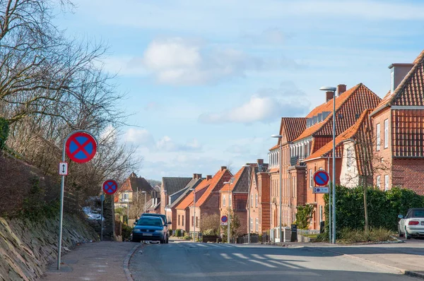 Straat in de stad van Slagelse in Denemarken — Stockfoto