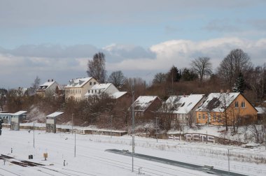 Ama karlı kış gün Danimarka parlak