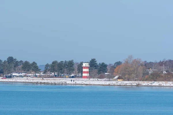 丹麦 Vordingborg 镇海岸的灯塔 — 图库照片