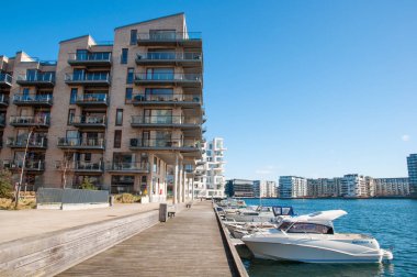 Kopenhag Waterfront modern mimarisi ve tekneler