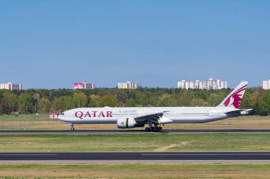 Qatar Airways Boeing 777-300ER at Berlin Tegel airport clipart