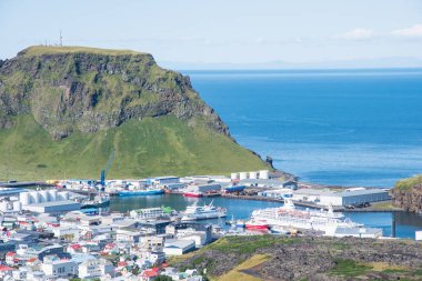 View over town of Heimaey in Iceland