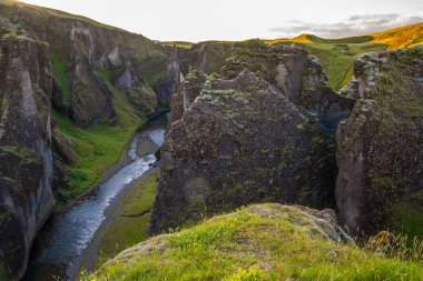 View of Fjadrargljufur canyon in south Iceland