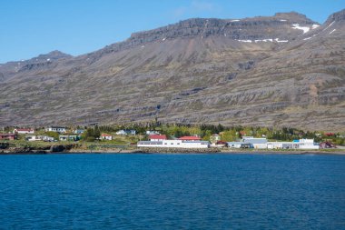 View over town of Breiddalsvik in east Iceland