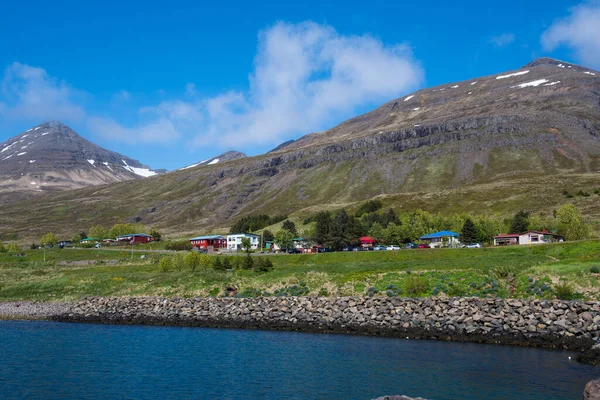 Buildings in town of Stodvarfjordur in east Iceland — 图库照片