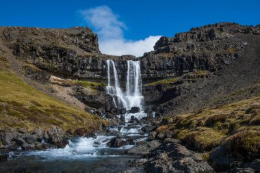 Bergarfoss waterfall in Berga River in Hornafjordur Iceland