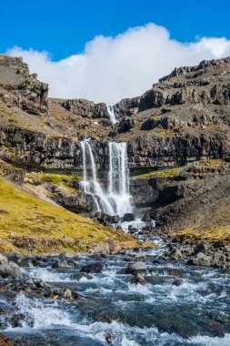 Bergarfoss waterfall in Berga River in Hornafjordur Iceland