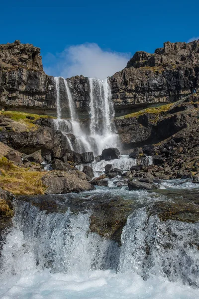 Bergarfoss waterfall in Berga River in Hornafjordur Iceland — 스톡 사진