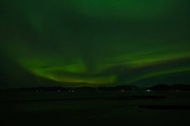 Güney İzlanda Hornafjordur 'da kuzey ışıkları