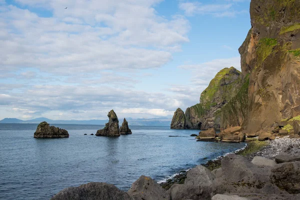 Klippen an der Küste der Insel Heimaey in Vestmannaeyjar in Island — Stockfoto