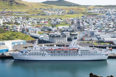 Vestmannaeyjar Iceland - August 9. 2019: Cruise ship Astor in port