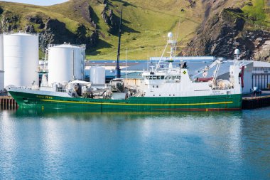 Vestmannaeyjar Iceland - August 9. 2019: Pelagic fishing ship Isleifur in port of Heimaey