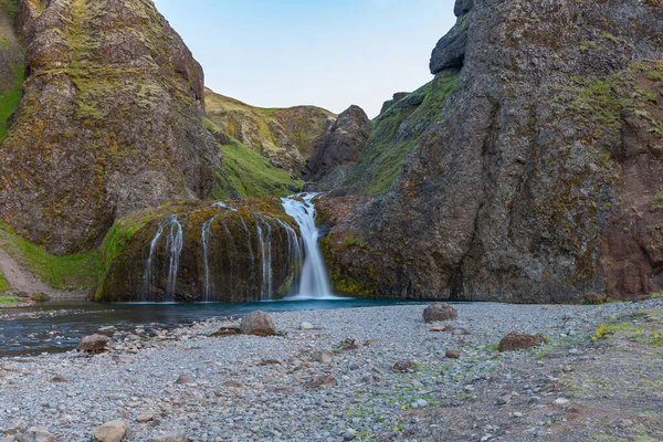Stjornarfoss Vodopád Kirkjubaejarklaustur Jihu Islandu Letním Večeru — Stock fotografie