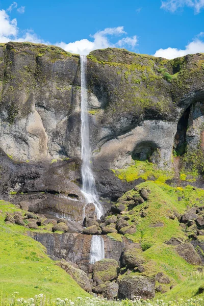 Vodopád Foss Sidu Jižním Islandu Slunečného Letního Dne — Stock fotografie