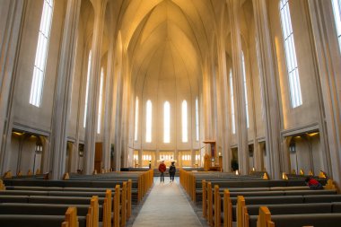 Reykjavik İzlanda - 1 Kasım. 2019: Hallgrimskirkja Kilisesi