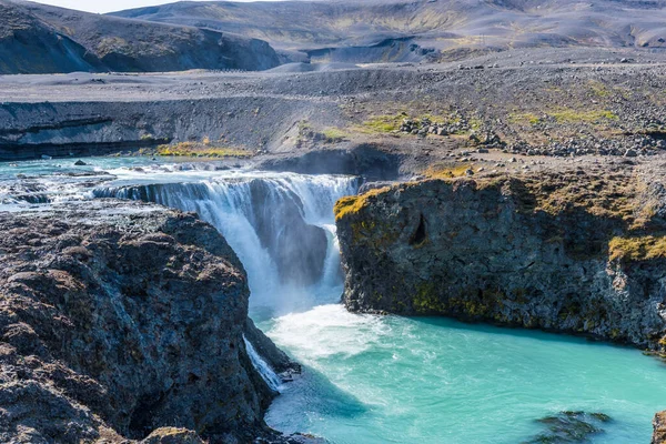 Водоспад Сіголдуфосс Ісландії Сонячний Літній День — стокове фото