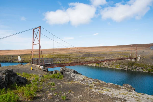 Alte Seilbahnbrücke Über Den Fluss Tungnaa Island — Stockfoto