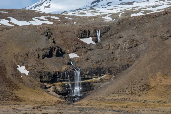 Wodospad Bergarfoss Hornafjordur Południu Islandii — Zdjęcie stockowe