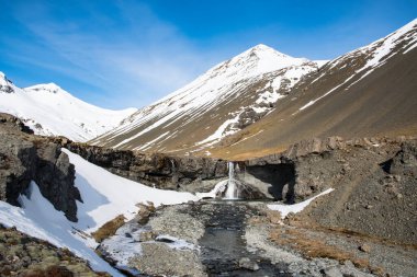 Doğu İzlanda 'nın güzel doğasında Skutafoss şelalesi
