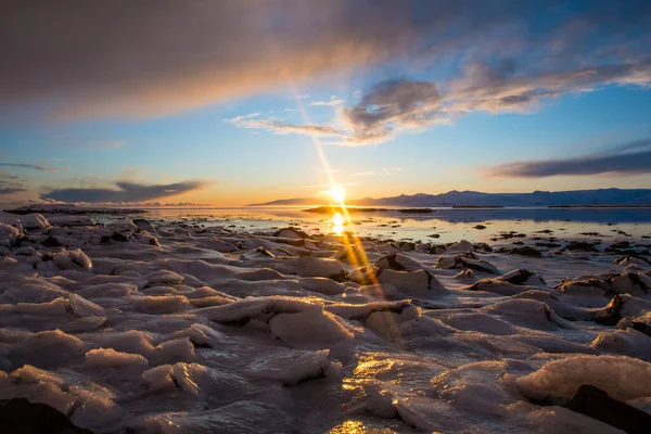 冰岛南部Hornafjordur的冬日日落 — 图库照片