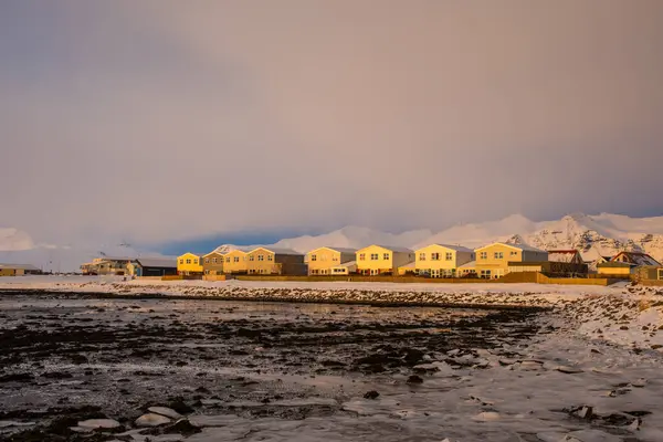 Dia Inverno Ensolarado Cidade Hofn Hornafjordur Islândia — Fotografia de Stock