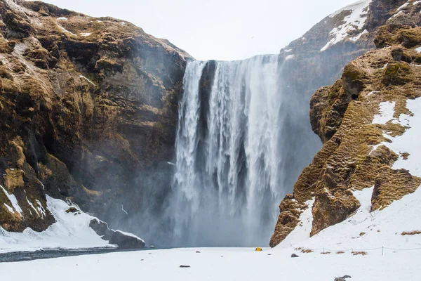 Cascada Skogafoss Sur Islandia Día Frío Invierno —  Fotos de Stock