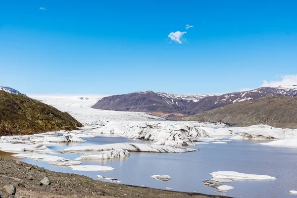 Hoffellsjokull Glaciär Och Lagun Södra Island Solig Vårdag — Stockfoto