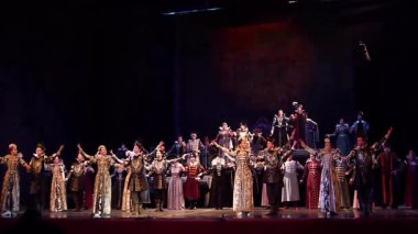 Dnipro, Ukrayna - 20 Kasım 2017: Klasik opera Borys Godunov Dnipro Opera ve bale Tiyatrosu üyeleri gerçekleştirmek