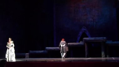 Dnipro, Ukrayna - 20 Kasım 2017: Klasik opera Borys Godunov Dnipro Opera ve bale Tiyatrosu üyeleri gerçekleştirmek.